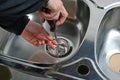 Installing drain sink Royalty Free Stock Photo