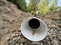 Installing Drainage - Close-up of Buried Water Pipe for Efficient Water Flow Royalty Free Stock Photo