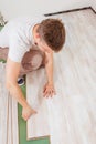Installing laminate flooring Royalty Free Stock Photo