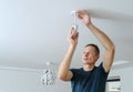 Installing a lamp at home. Royalty Free Stock Photo