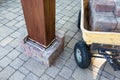 Installing a new brick pillar around a gazebo leg