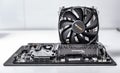 Installing random access memory into PC.