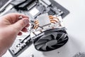 Installing or repair the air cooling system of the PC processor. Royalty Free Stock Photo