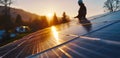 Installing a Solar Cell on a Roof. Solar panels on roof. Royalty Free Stock Photo