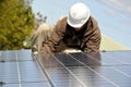 Installing Solar Panel Wiring 3 Royalty Free Stock Photo