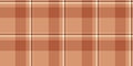 Installing vector background texture, mat tartan check seamless. Workshop pattern plaid fabric textile in orange and blanched