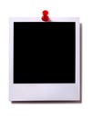 Polaroid frame photo print pushpin shadow isolated