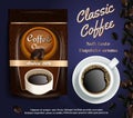 Instant coffee ads vector realistic illustration Royalty Free Stock Photo