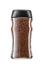 Instant coffee jar with black lid isolated on white Royalty Free Stock Photo