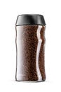 Instant coffee jar with black lid isolated on white Royalty Free Stock Photo