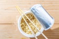 Instant cup noodle with chopstick Royalty Free Stock Photo