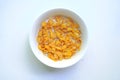 Instant food of corn flakes, cereal with milk on bowl Royalty Free Stock Photo