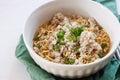 Instant noodle with minced pork. Royalty Free Stock Photo