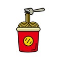 Instant noodle on plastic cup vector illustration with cute design