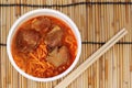 Instant noodle Spicy rib pork Royalty Free Stock Photo