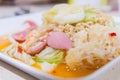 Instant noodle spicy salad with minced pork Royalty Free Stock Photo