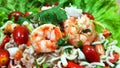 Instant noodle spicy salad with seafood. Yum Mama Salad with Shrimp Thai cuisine spicy hot, Thai food, Asian Meal