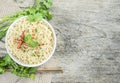 Instant noodles in bowl.