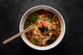 Instant noodles captured in professional food photography, quick meal