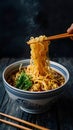 Instant noodles captured in professional food photography, quick meal