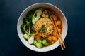 Instant noodles with fresh vegetables for a quick meal Royalty Free Stock Photo