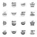 Instant noodles icon set Royalty Free Stock Photo