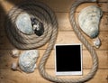 Instant Photo - Rope and Seashells Royalty Free Stock Photo