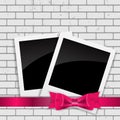 Instant Photos on Grunge Brick Background Vector Illustration Royalty Free Stock Photo