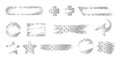 Instant scratch off lottery win card ticket shapes set with scrape texture effect template marks vector illustration.