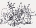 Instant sketch, village