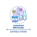 Instantized milk powder concept icon