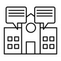 Institute building thin line icon. Scool vector illustration isolated on white. College outline style design, designed