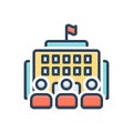 Color illustration icon for Institutional, public and building