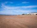 INSTOW, DEVON, UK - MAY 25 2020: Almost deserted sandy beach, Instow, north Devon UK. Few people. Tourism decimated by Royalty Free Stock Photo