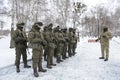 Instructing officer teaches Ukrainian soldiers about guarding roadblock. National guard of Ukraine exercises