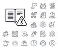 Instruction manual line icon. Warning book sign. Salaryman, gender equality and alert bell. Vector