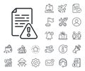 Instruction manual line icon. Warning file sign. Salaryman, gender equality and alert bell. Vector