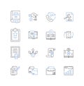 Instructional aids line icons collection. Chart, Graph, Diagram, Model, Flashcards, Projection, Handouts vector and