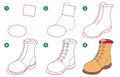 Instructions for drawing boot. Step by step.
