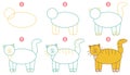 Instructions for drawing cat. Step by step.