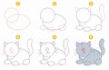 Instructions for drawing kitty. Step by step.