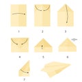 Instructions on how to make a paper airplane step by step. DIY paper crafts. origami. flying paper plane. tutorial.