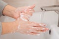 Instructions for proper hand washing for disinfection and protection against bacteria and the virus Royalty Free Stock Photo