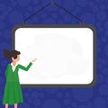 Instructor Drawing Pointing Stick On Empty Whiteboard While Holding Cup. Professor Holding Pointer At The Board Showing Royalty Free Stock Photo