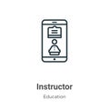 Instructor outline vector icon. Thin line black instructor icon, flat vector simple element illustration from editable online Royalty Free Stock Photo