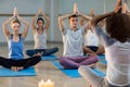 Instructor taking yoga class Royalty Free Stock Photo