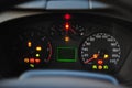 The instrument panel in the car, the speed dial on the dashboard