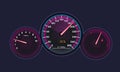 Instrument panel with tachometer, speedometer, scale of level gasoline, chrome-plated.