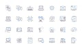 Instrument system line icons collection. Sensor, Transducer, Actuator, Signal, Calibration, Accuracy, Precision vector