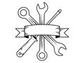Logo for hardware store, brand of tools, screws, tlapalerÃÂ­a, Royalty Free Stock Photo